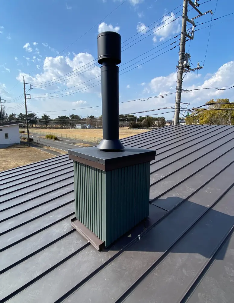 煙突施工の様子