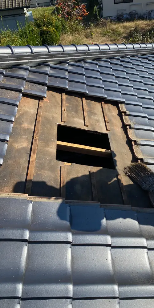 煙突施工の様子