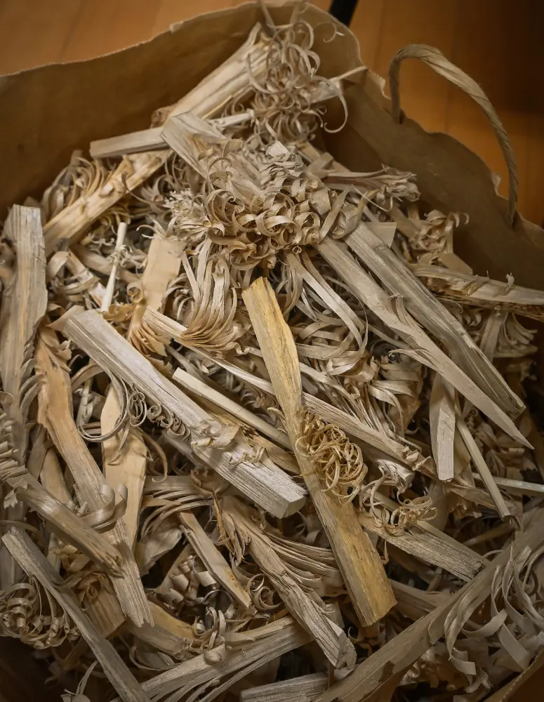 準備していた手作りの焚き付け材